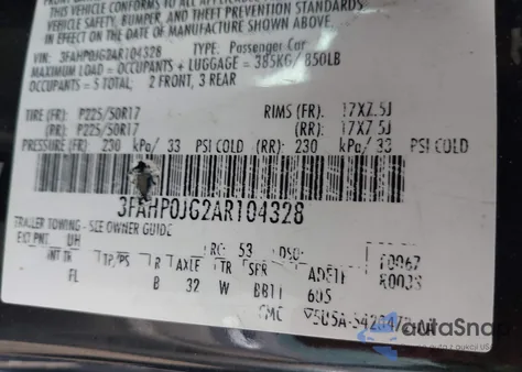 2010 Ford Fusion Sel z USA, uszkodzony, nr VIN 3FAHP0JG2AR104328